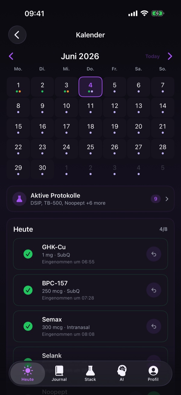 Monatskalender mit Dosis-Markern
