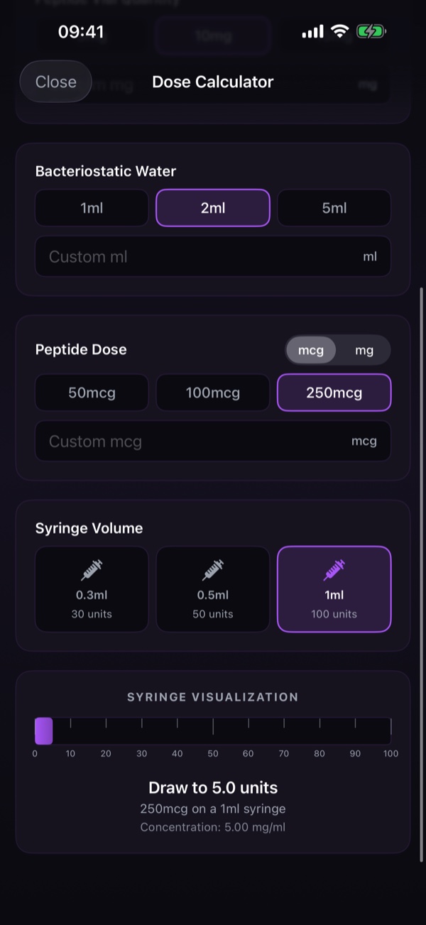 Reconstitution calculator with vial inputs